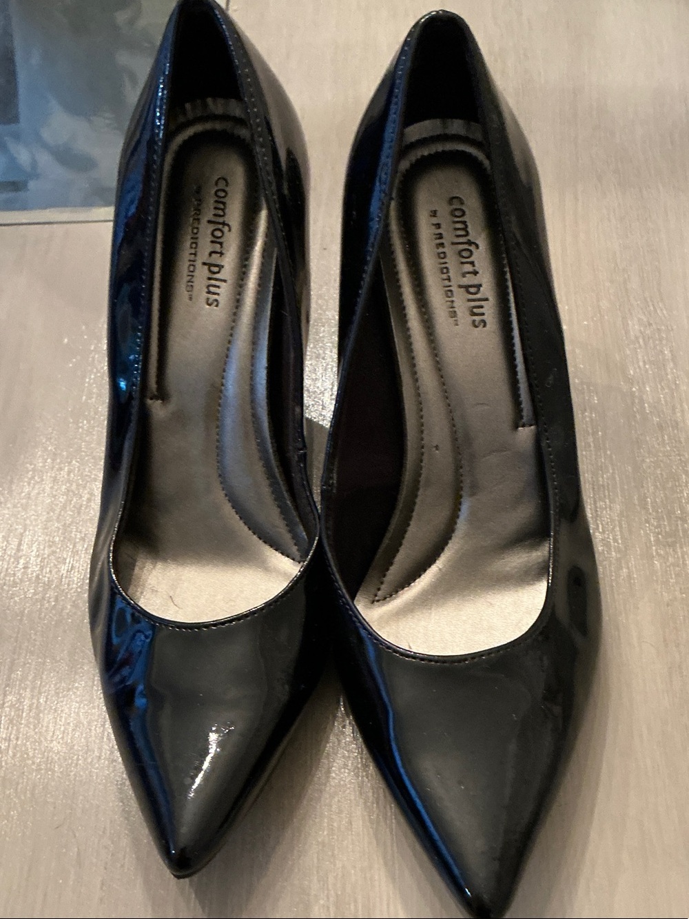 comfort plus by Predictions Black Patent Pointed-Toe Pumps